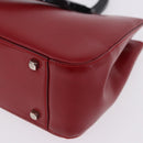 Salvatore Ferragamo Gancini Hand Bag Leather Red Silver Auth 196770A-17