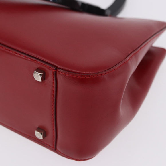 Salvatore Ferragamo Gancini Hand Bag Leather Red Silver Auth 196770A