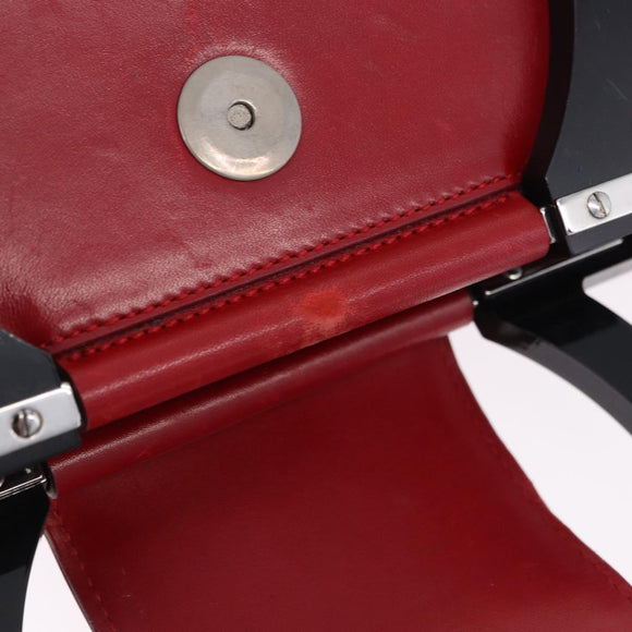 Salvatore Ferragamo Gancini Hand Bag Leather Red Silver Auth 196770A