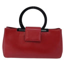 Salvatore Ferragamo Gancini Hand Bag Leather Red Silver Auth 196770A-13