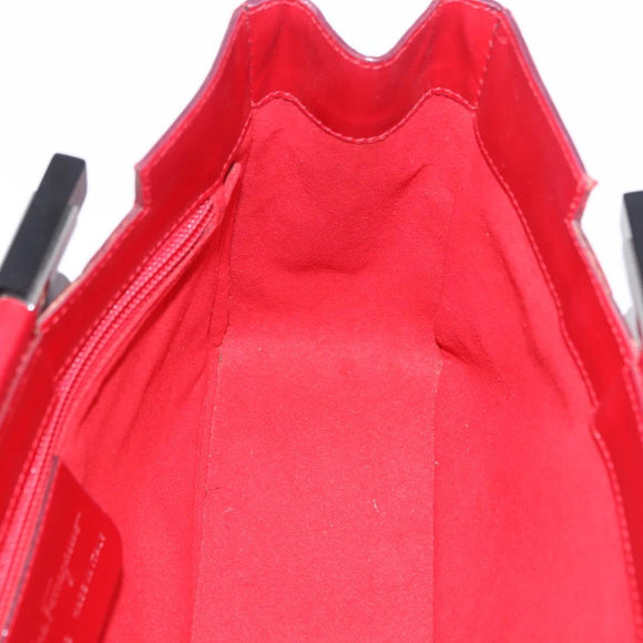 Salvatore Ferragamo Gancini Hand Bag Leather Red Silver Auth 196770A