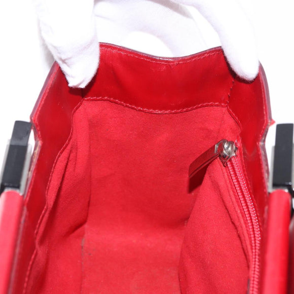 Salvatore Ferragamo Gancini Hand Bag Leather Red Silver Auth 196770A