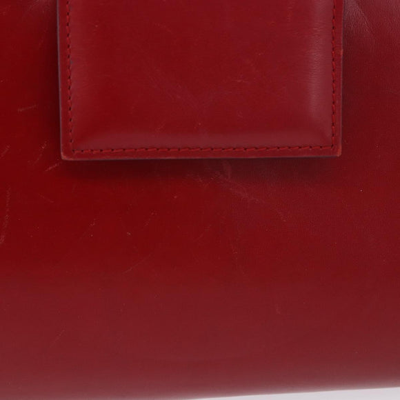 Salvatore Ferragamo Gancini Hand Bag Leather Red Silver Auth 196770A