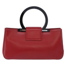 Salvatore Ferragamo Gancini Hand Bag Leather Red Silver Auth 196770A-3