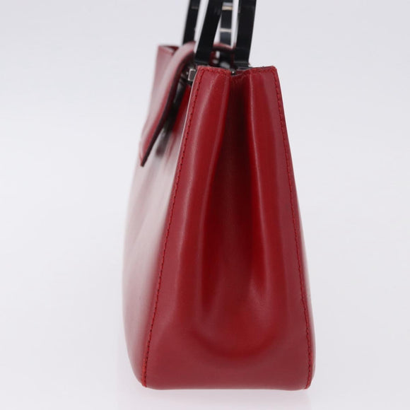 Salvatore Ferragamo Gancini Hand Bag Leather Red Silver Auth 196770A