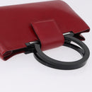 Salvatore Ferragamo Gancini Hand Bag Leather Red Silver Auth 196770A-7