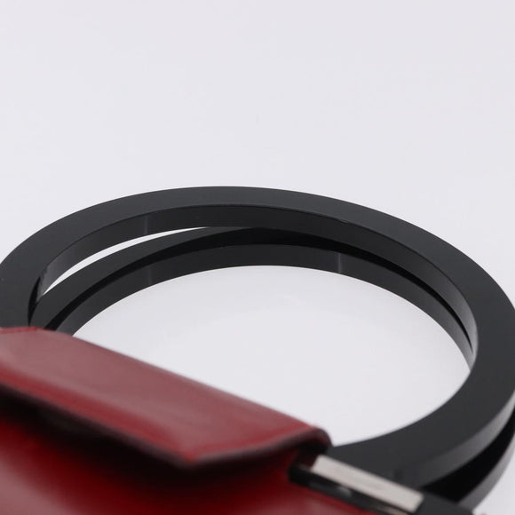 Salvatore Ferragamo Gancini Hand Bag Leather Red Silver Auth 196770A