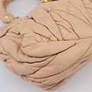 Miu Miu Matelasse Hand Bag Leather Beige Gold Auth 196771-14