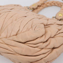 Miu Miu Matelasse Hand Bag Leather Beige Gold Auth 196771-15