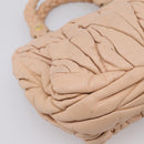 Miu Miu Matelasse Hand Bag Leather Beige Gold Auth 196771-16