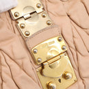Miu Miu Matelasse Hand Bag Leather Beige Gold Auth 196771-17