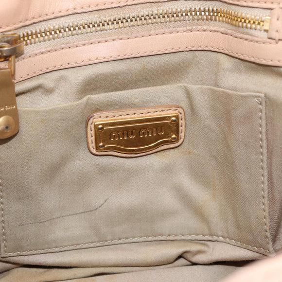 Miu Miu Matelasse Hand Bag Leather Beige Gold Auth 196771