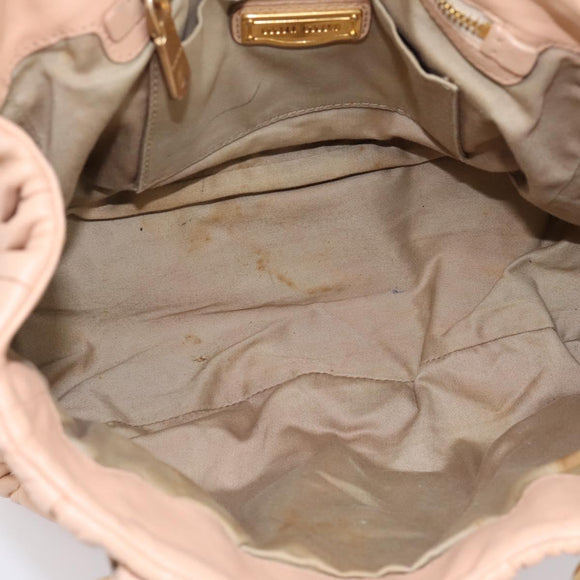 Miu Miu Matelasse Hand Bag Leather Beige Gold Auth 196771