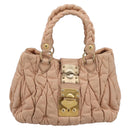 Miu Miu Matelasse Hand Bag Leather Beige Gold Auth 196771-13