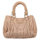 Miu Miu Matelasse Hand Bag Leather Beige Gold Auth 196771-2