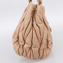 Miu Miu Matelasse Hand Bag Leather Beige Gold Auth 196771-3