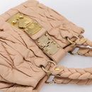 Miu Miu Matelasse Hand Bag Leather Beige Gold Auth 196771-6