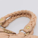 Miu Miu Matelasse Hand Bag Leather Beige Gold Auth 196771-8