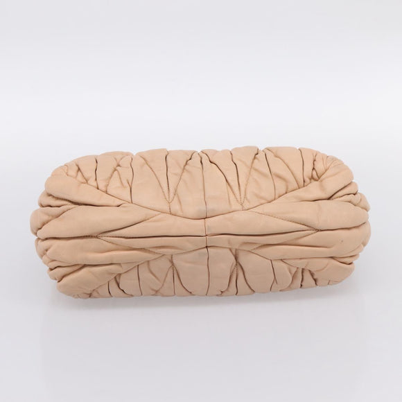 Miu Miu Matelasse Hand Bag Leather Beige Gold Auth 196771