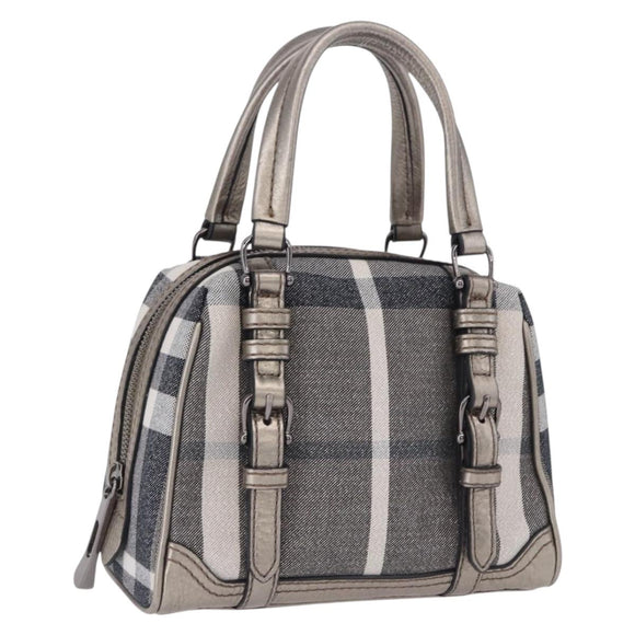 BURBERRY Nova Check Hand Bag Canvas Gray Auth 196772V