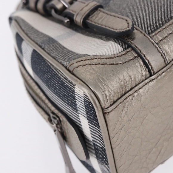 BURBERRY Nova Check Hand Bag Canvas Gray Auth 196772V