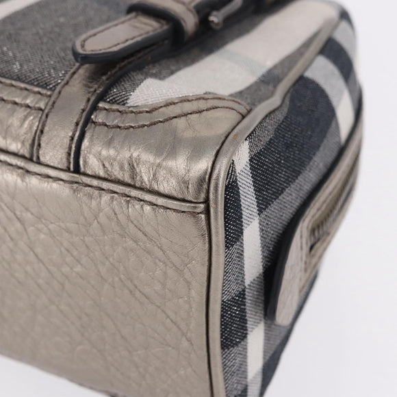 BURBERRY Nova Check Hand Bag Canvas Gray Auth 196772V