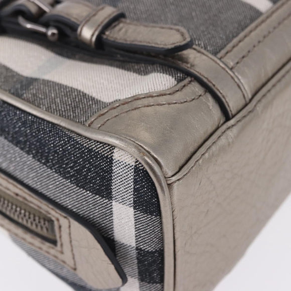 BURBERRY Nova Check Hand Bag Canvas Gray Auth 196772V