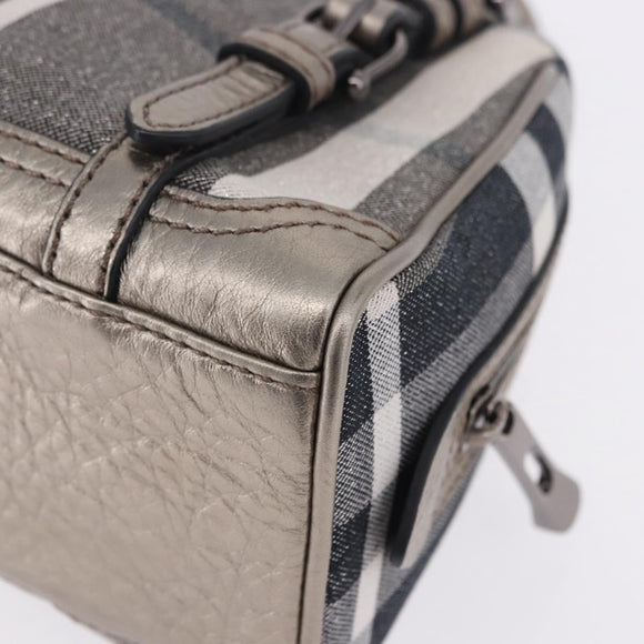 BURBERRY Nova Check Hand Bag Canvas Gray Auth 196772V