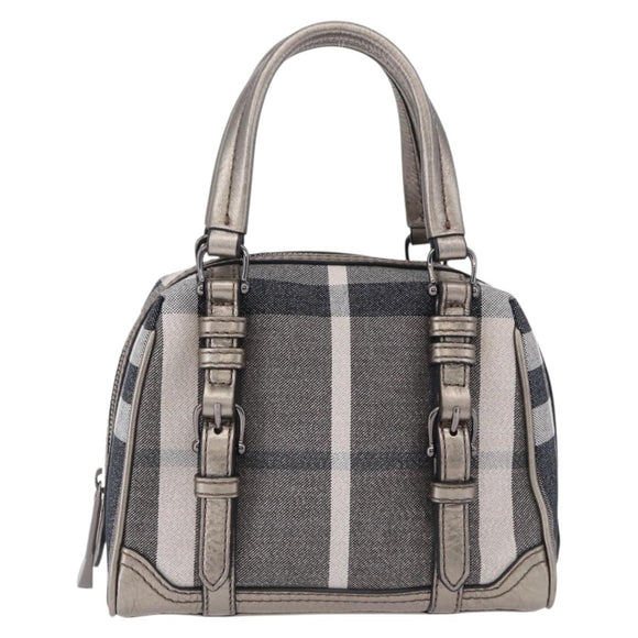 BURBERRY Nova Check Hand Bag Canvas Gray Auth 196772V