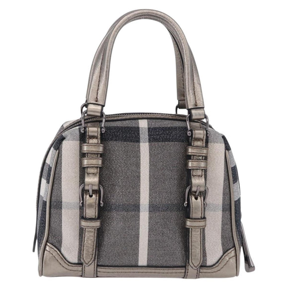 BURBERRY Nova Check Hand Bag Canvas Gray Auth 196772V