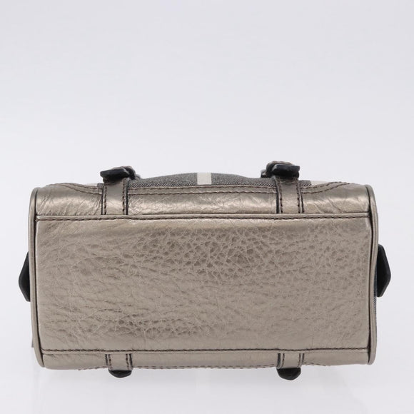 BURBERRY Nova Check Hand Bag Canvas Gray Auth 196772V