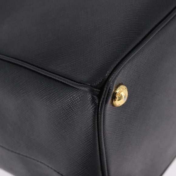 PRADA Hand Bag Saffiano leather 2way Black Gold Auth 196774V