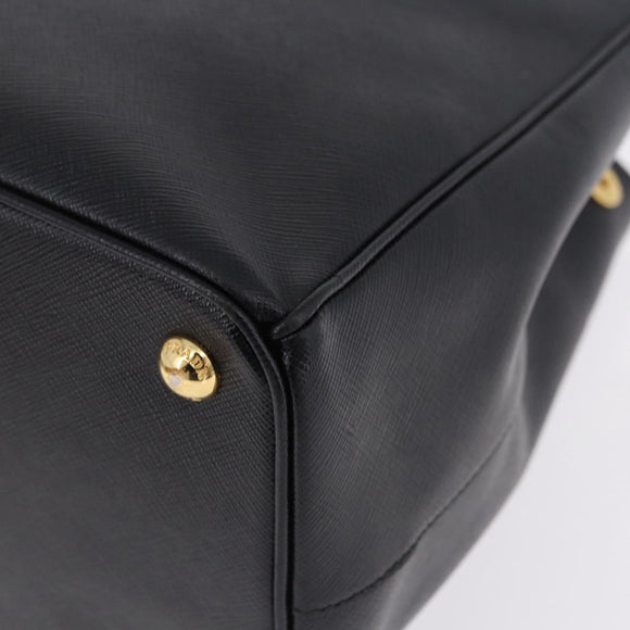 PRADA Hand Bag Saffiano leather 2way Black Gold Auth 196774V