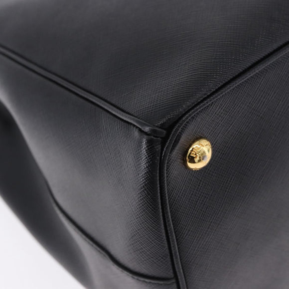 PRADA Hand Bag Saffiano leather 2way Black Gold Auth 196774V
