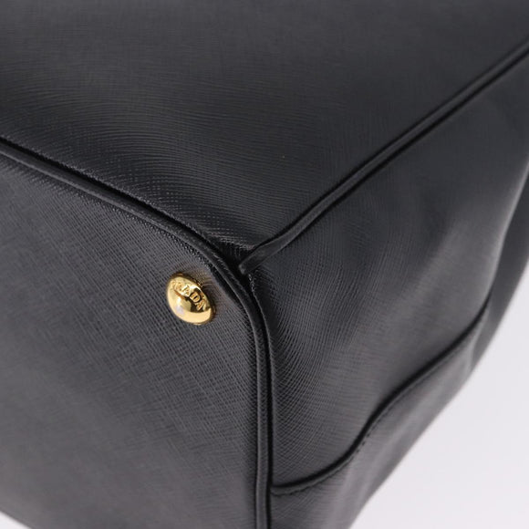 PRADA Hand Bag Saffiano leather 2way Black Gold Auth 196774V