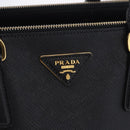 PRADA Hand Bag Saffiano leather 2way Black Gold Auth 196774V-17