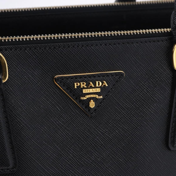 PRADA Hand Bag Saffiano leather 2way Black Gold Auth 196774V