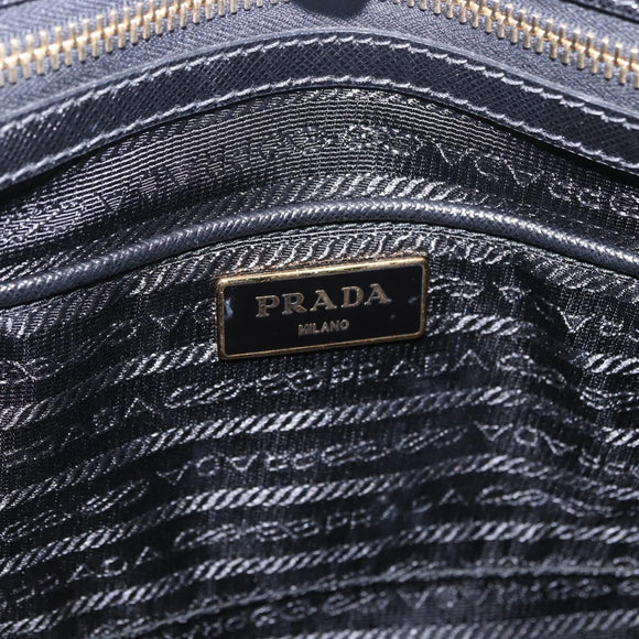 PRADA Hand Bag Saffiano leather 2way Black Gold Auth 196774V