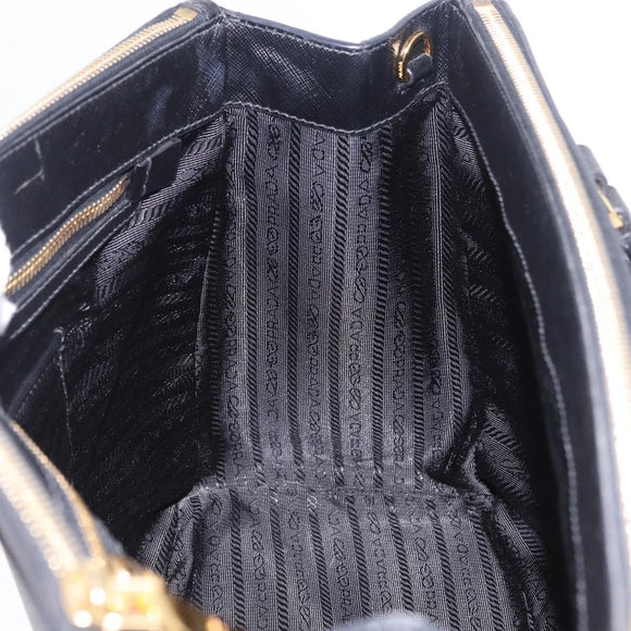 PRADA Hand Bag Saffiano leather 2way Black Gold Auth 196774V