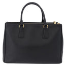 PRADA Hand Bag Saffiano leather 2way Black Gold Auth 196774V-2