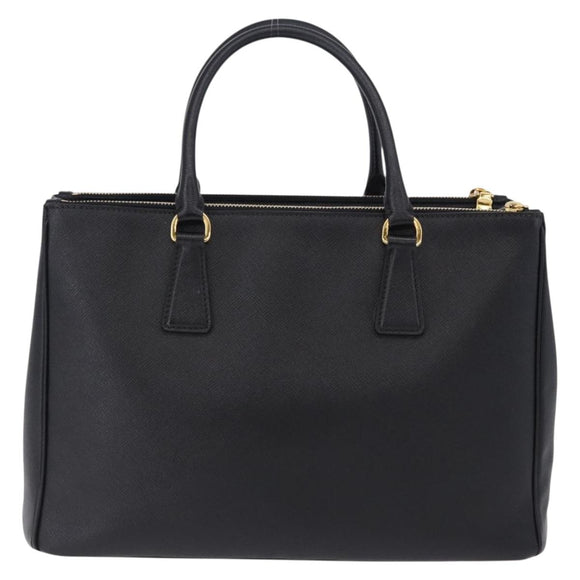 PRADA Hand Bag Saffiano leather 2way Black Gold Auth 196774V
