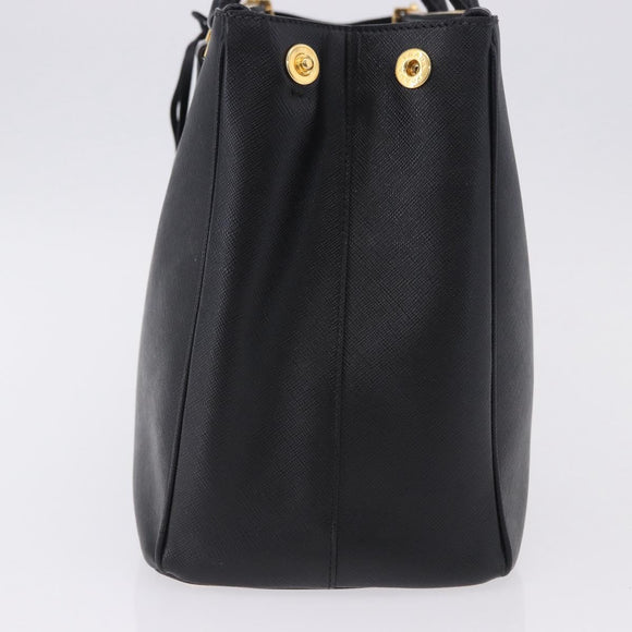 PRADA Hand Bag Saffiano leather 2way Black Gold Auth 196774V