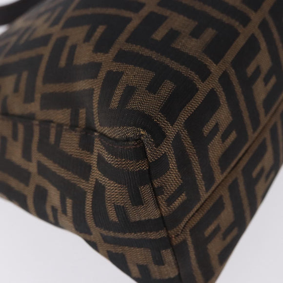 FENDI Zucca Canvas Mamma Baguette Shoulder Bag Brown Black Auth 196776V