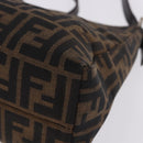 FENDI Zucca Canvas Mamma Baguette Shoulder Bag Brown Black Auth 196776V-13