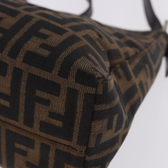 FENDI Zucca Canvas Mamma Baguette Shoulder Bag Brown Black Auth 196776V