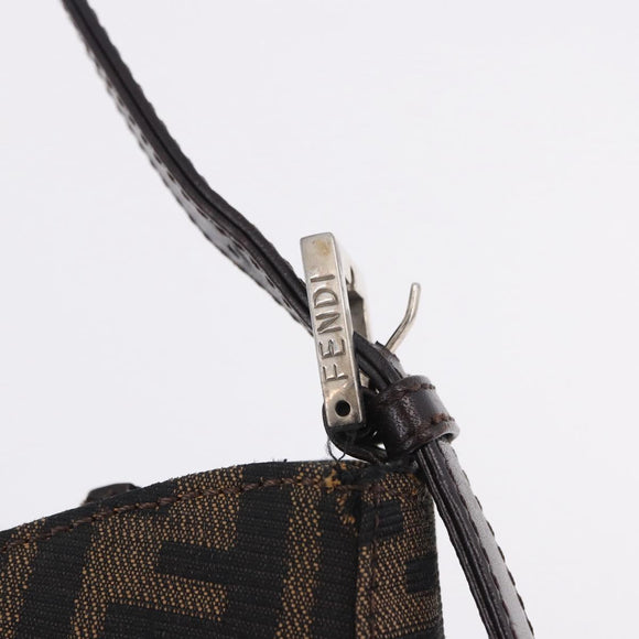 FENDI Zucca Canvas Mamma Baguette Shoulder Bag Brown Black Auth 196776V
