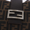 FENDI Zucca Canvas Mamma Baguette Shoulder Bag Brown Black Auth 196776V-15