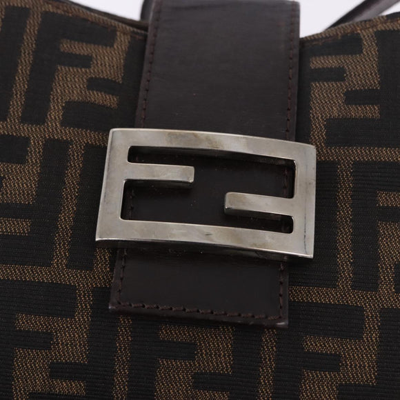 FENDI Zucca Canvas Mamma Baguette Shoulder Bag Brown Black Auth 196776V