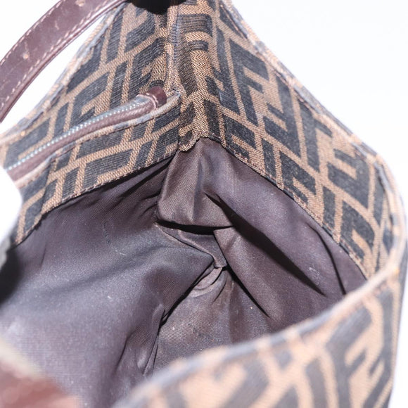 FENDI Zucca Canvas Mamma Baguette Shoulder Bag Brown Black Auth 196776V