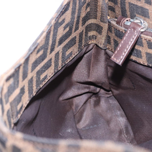 FENDI Zucca Canvas Mamma Baguette Shoulder Bag Brown Black Auth 196776V